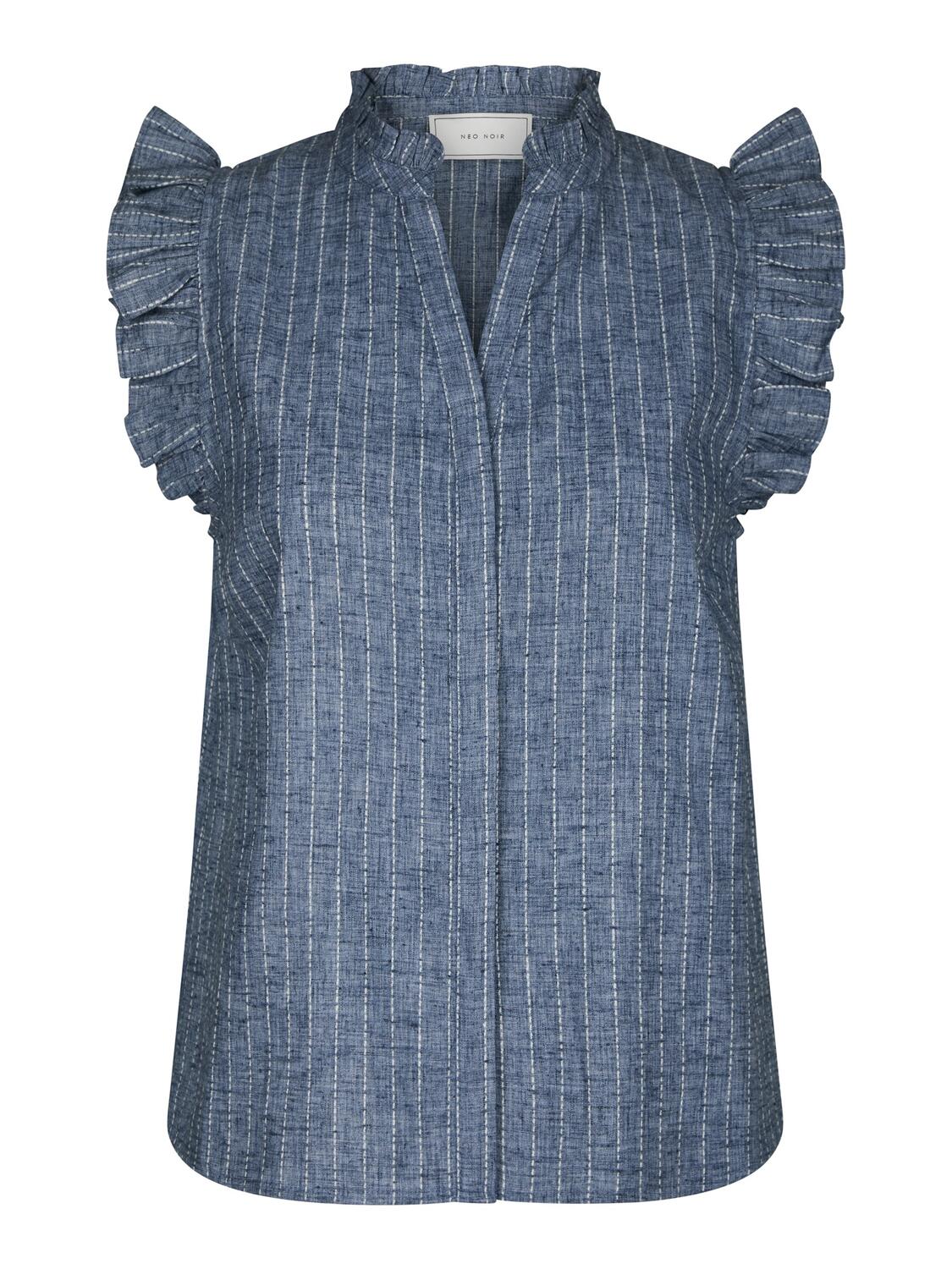 Siona Emb Stripe top - blå